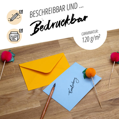 Japun - set of 50 colored envelopes (2 x 25 colors) made of paper, without window - DIN B6-175 x 125 mm - 120 g/m² - colorful.