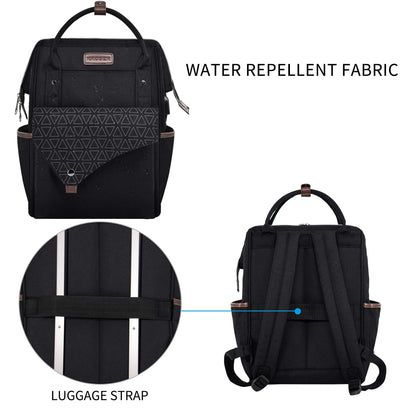 KROSER backpack for women, school laptop backpack 15.6 inch daypack waterproof for university/travel/business/work women/men, black.
