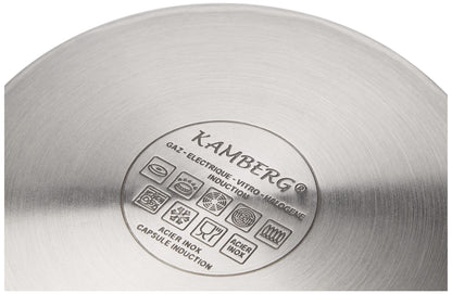 Kamberg - 0008070 - Couscous pot/steamer/cooking pot (3-in-1) - Diameter 22 cm - 6 liters - High-quality stainless steel - With glass lid - For all types of stoves, including induction.