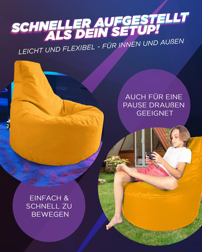 PATCH HOME Gamer Chair in 2 different sizes and 25 XL - 75cm diameter, 30cm seat height, 80cm height Yellow.