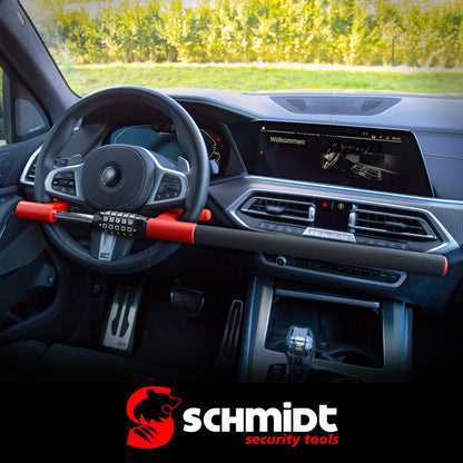 SCHMIDT security tools Steering Wheel Lock, Extra Long Steering Wheel Lock, Immobilizer, Car Theft Protection, Steering Wheel Lock with Keyless Combination Lock for Cars, RVs & Trucks
