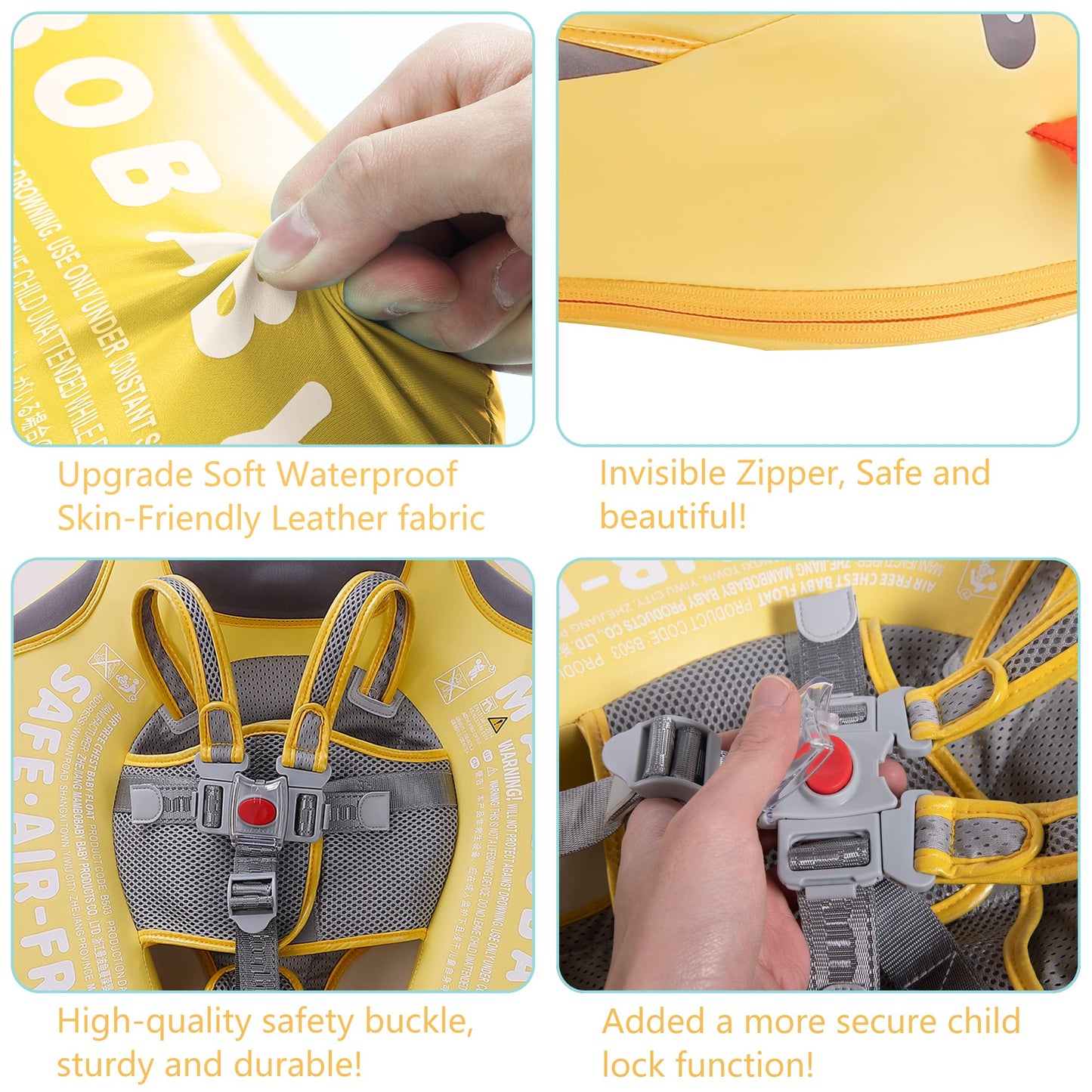 HECCEI Baby Swim Ring, Mambobaby Non-Inflatable Swim Float for Baby, Durable Soft Waterproof Swimming Trainer for Children 3-24 Months.