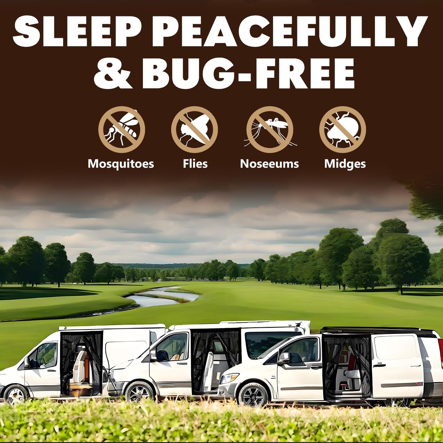 Magnetic Van Insect Screen for,Car Window Insect Net Universal Magnets Mosquito Nets, Center Magnet Closure RVs,Side Door/Trunk Camping Ventilation Mosquito Nets 210 * 150cm