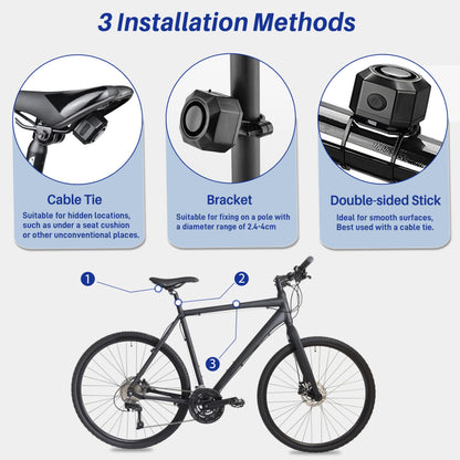 Cruxer Bicycle Alarm with USB Rechargeable, Anti-Theft Security Accessories, Theft Protection with Remote Control, Wireless Bike Lock Alarm for Scooter, MTB, Ebike, E Scooter