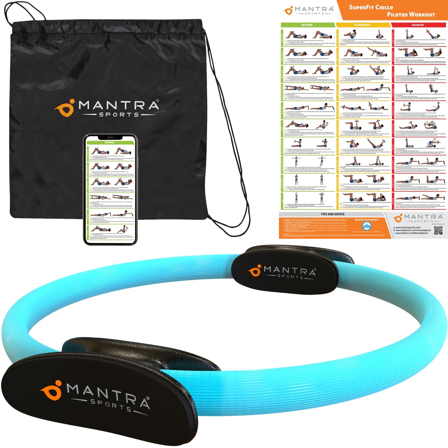 MANTRA SPORTS Pilates Ring Fit Fitness Ring Pelvic Floor Trainer for Women & Men, Pelvic Floor Training Device for Home, Leg Press Hip Trainer Thigh Trainer Home Workout Equipment