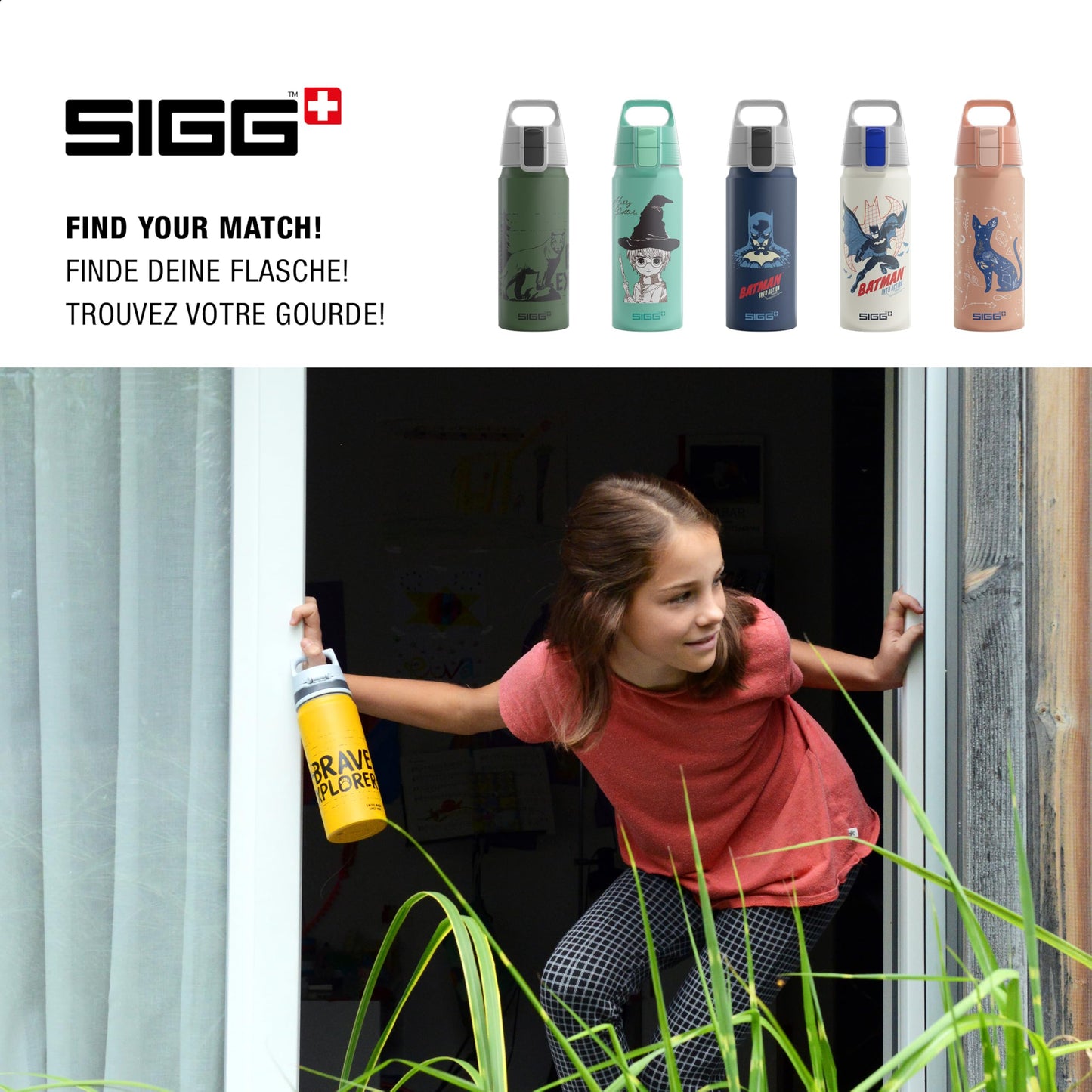 SIGG - Aluminum Kids Water Bottle - WMB ONE Brave Tiger - Suitable for Carbonated Drinks - Leakproof - Ultra Lightweight - BPA-Free - Climate Neutral Certified - Sports & School - Yellow - 0.6L