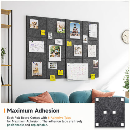 Uoisaiko Large Felt Pin Board for Office: Self-Adhesive Pinboards with 30 Push Pins - 12 Pieces 120x90cm Felt Memo Boards - Bulletin Board Wall Decor for Kitchen