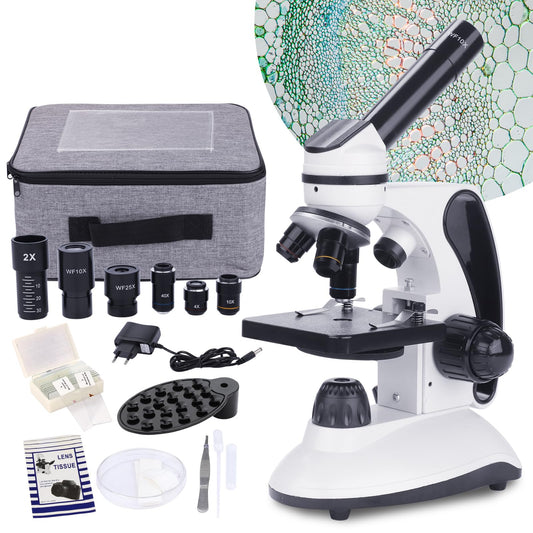 BEBANG Microscope for Kids Students Adults 40-2000x Magnification Professional Biological Microscopes, LED Illumination Educational Microscope with Kits, 15 Slides for Laboratory Class Study.