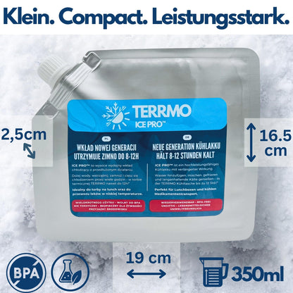 TERRMO Ice Pro™ Small Ice Packs for Cooler Bag, Lunch Box, Cooler, Medications | Extended Cooling Time | Reusable, High Performance | Ice Packs, cool pack 350ml & 19x16cm (4 Pack)