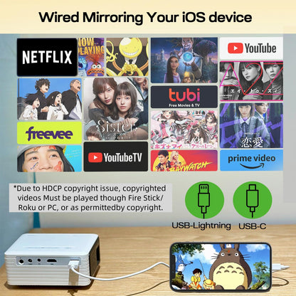 Mini projector for mobile phones, 2025 YOTON Y3 small 1080P supported, 15000L mini projector for home theater, 50% zoom outdoor projector compatible with HDMI/USB/Phone/PS5/TV Stick/The best choice for kids.