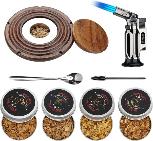 Cocktail Smoker Kit, comes with 4 cans of smoked wood chips. Old Fashioned Smoker Kit used for smoky cocktails, wine, whiskey, coffee, cheese, meat with.