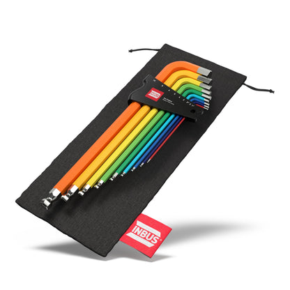 INBUS® 70273 Angle Screwdriver Set 9pcs, 1.5-10mm, with ColorGrip colorful & ball head - Made in Germany