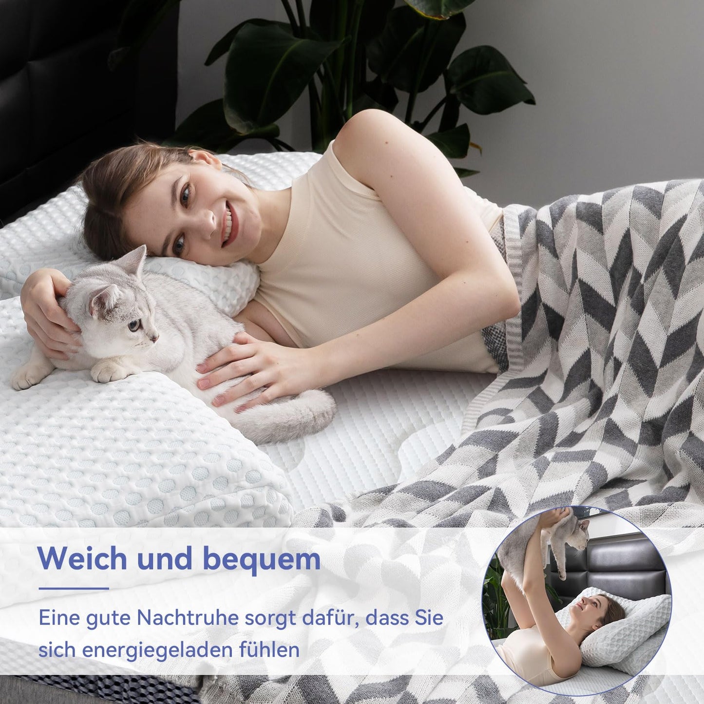 Amazon Basics Mattress Topper 90 x 190 cm, 7 cm height Gel Foam Mattress Pad, white