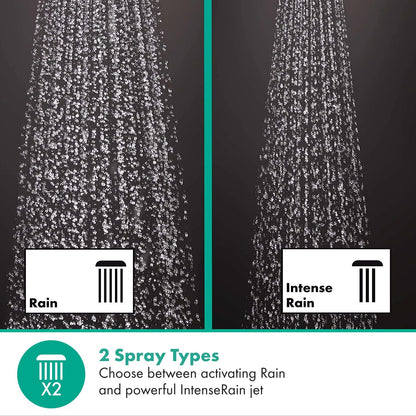 hansgrohe Vernis Blend - water-saving shower head (EcoSmart), handheld shower with 2 spray modes, round shower head (100 mm), water-efficient head with anti-limescale function, chrome, 26340000.