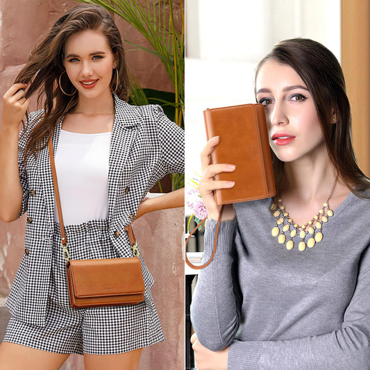 Nuoku crossbody bag for women, with wallet and functional compartments.