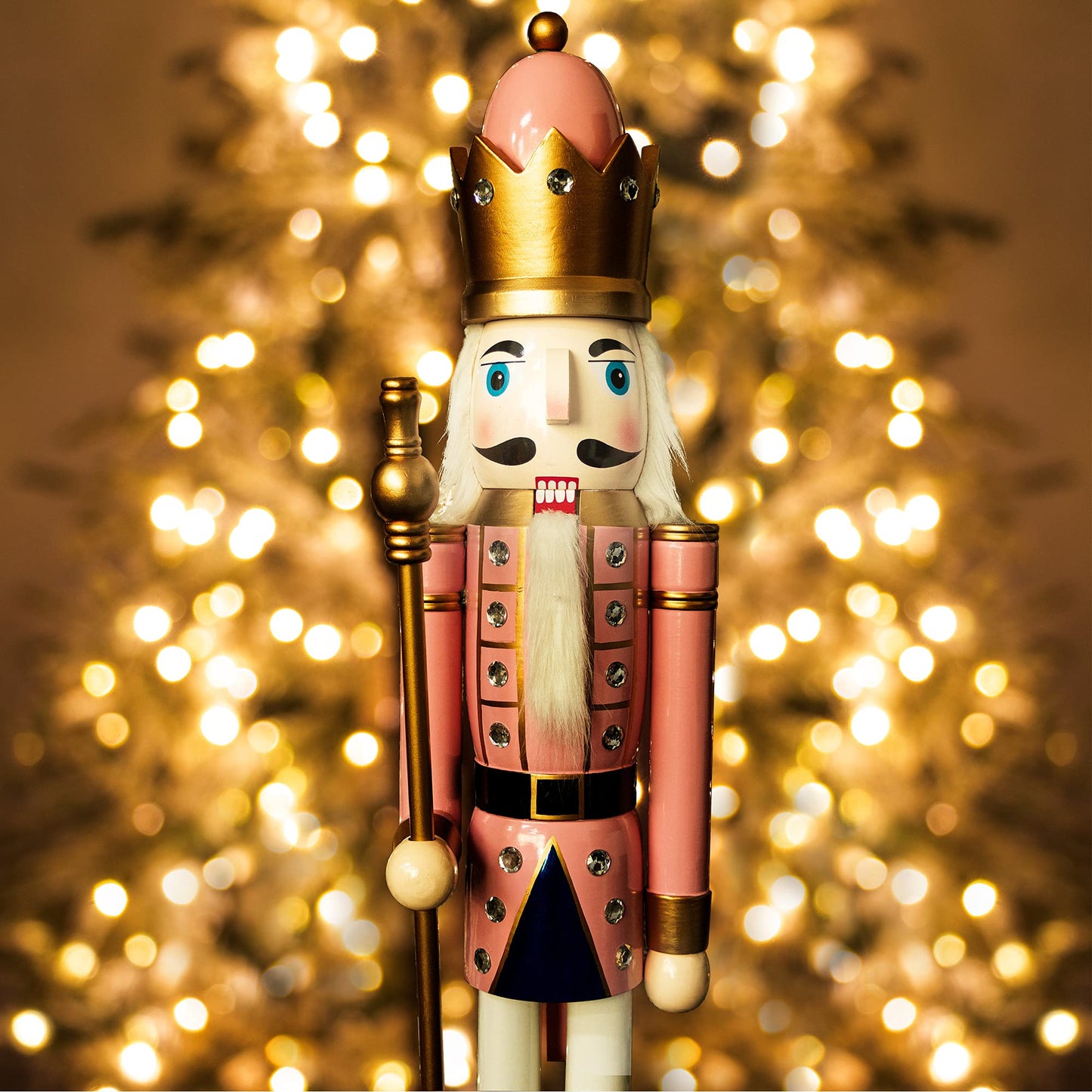 AI Store 120 cm Christmas Nutcracker Life-size Large XXL Wooden Nutcracker Figure Christmas Decoration (Pink King)