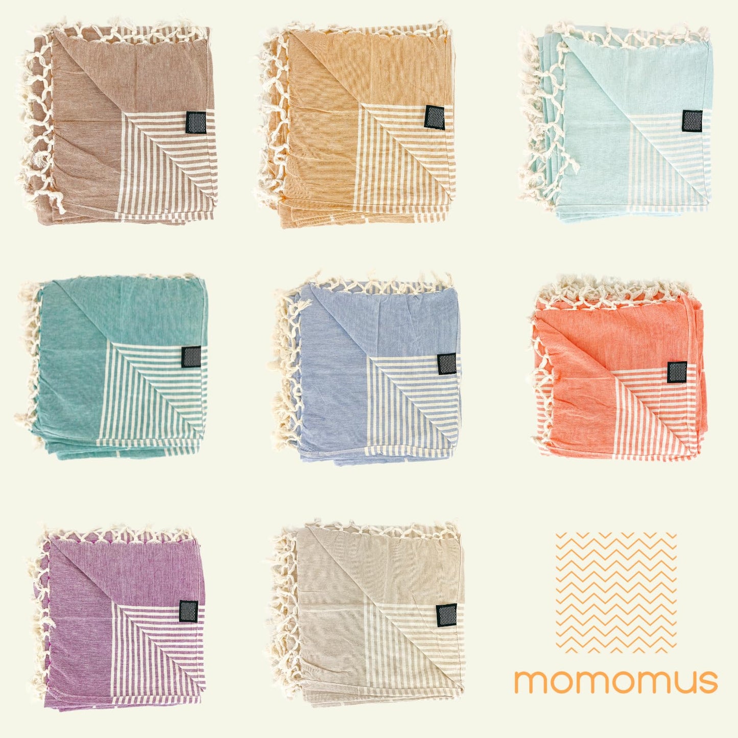 MOMOMUS Fouta XXL, sand-free, with fringes - Large beach towel XXL, made of cotton, sand repellent - Ideal for beach picnics - Turquoise, 210x240 cm