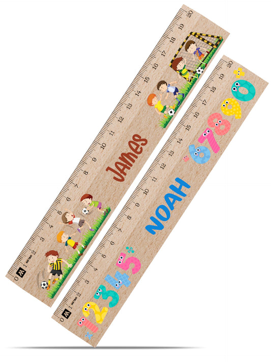Mybracelets Personalized Wooden Ruler for First Day of School 2025 - 20 cm Engraved Ruler with Name & Design - Back to School Gift for Boys & Girls - Various Designs Available (2)