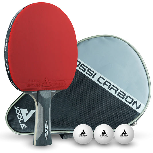 JOOLA Professional Table Tennis Bat Rosskopf Carbon & 54206 Table Tennis Bat Carbon X Pro ITTF approved professional competition table tennis bat 7 stars, 2mm sponge thickness, Black/Grey