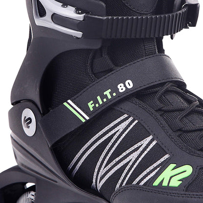 K2 Skates Men's Inline Skates F.I.T. 80, Black - Green, 30E0873.1.1.130