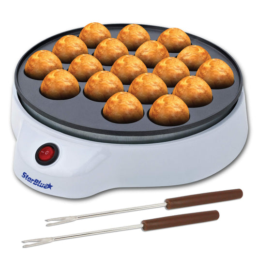 Takoyaki maker with takoyaki picks, simple and easy to use electric machine for making Japanese takoyaki octopus balls, 220-240V 50/60Hz 650W, European plug.