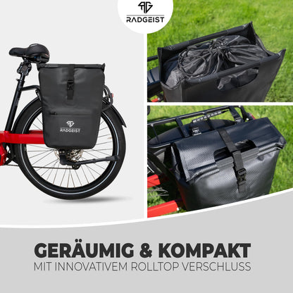 RADGEIST bicycle bag for luggage rack I cargo rack bag shopper with removable cooler bag I bicycle shopping bag & tote bag 22-28 liters.