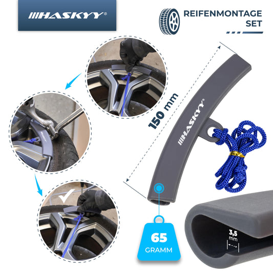 HASKYY tire mounting lever rim edge protection set 8pcs 200mm 300mm 450mm 600mm professional mounting irons with rim protector | Tire mounting tool set for car & motorcycle