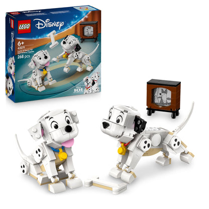 LEGO | Disney Lucky & Penny 101 Dalmatians - Puppies Playset - Animal figures with movable heads, legs & tails - Bones & TV - Gift for girls aged 6+ - 43271
