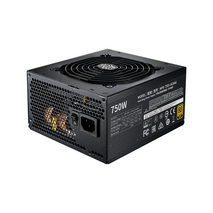 Cooler Master MWE 750 Gold V2, Modular PC Power Supply (EU Plug), 80 Plus Gold, 750 Watt PSU with Flat Cables, 120mm HDB Fan, Temperature Threshold 50°C