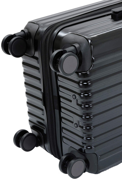 Münicase M816 TSA lock, expansion joint, telescopic handle, 4-wheel travel suitcase, hard shell (black, medium size)