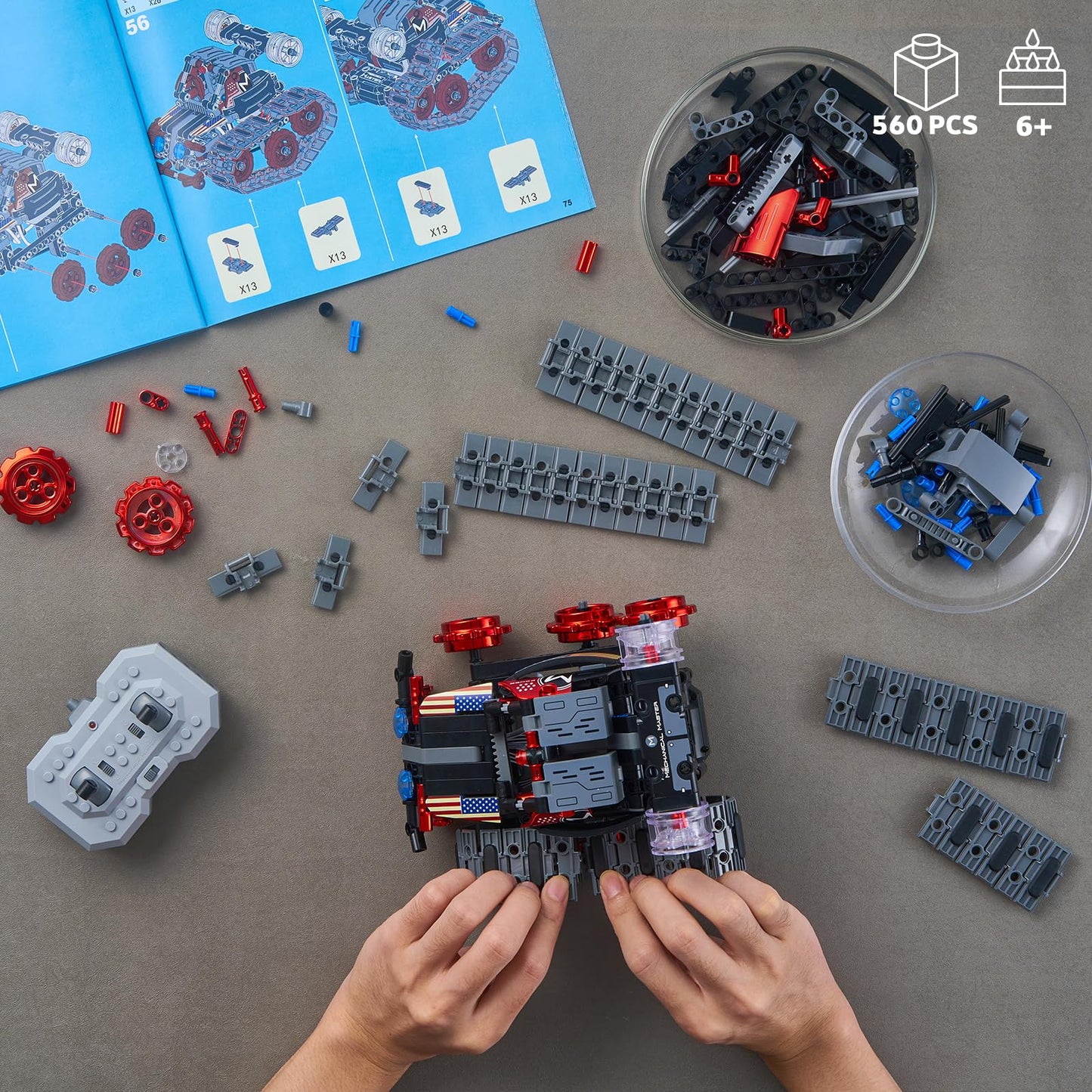 VEPOWER Technology Robot Boys Building Toy, 4 in 1 App & Remote Control Programmable Robotic Set Toy, Creative Gift for Kids 6-12+ (560 Pieces)