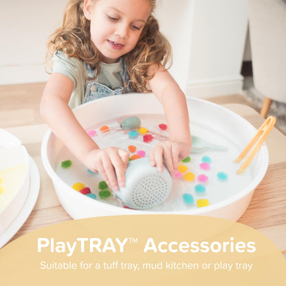 Inspire My Play - 3 x Nature Stackable Silicone Bowls and Sieve - Perfect accessory for Sensory Play Tray - Accessories for Tuff Tray - Toys for Early Development & Activity Play.