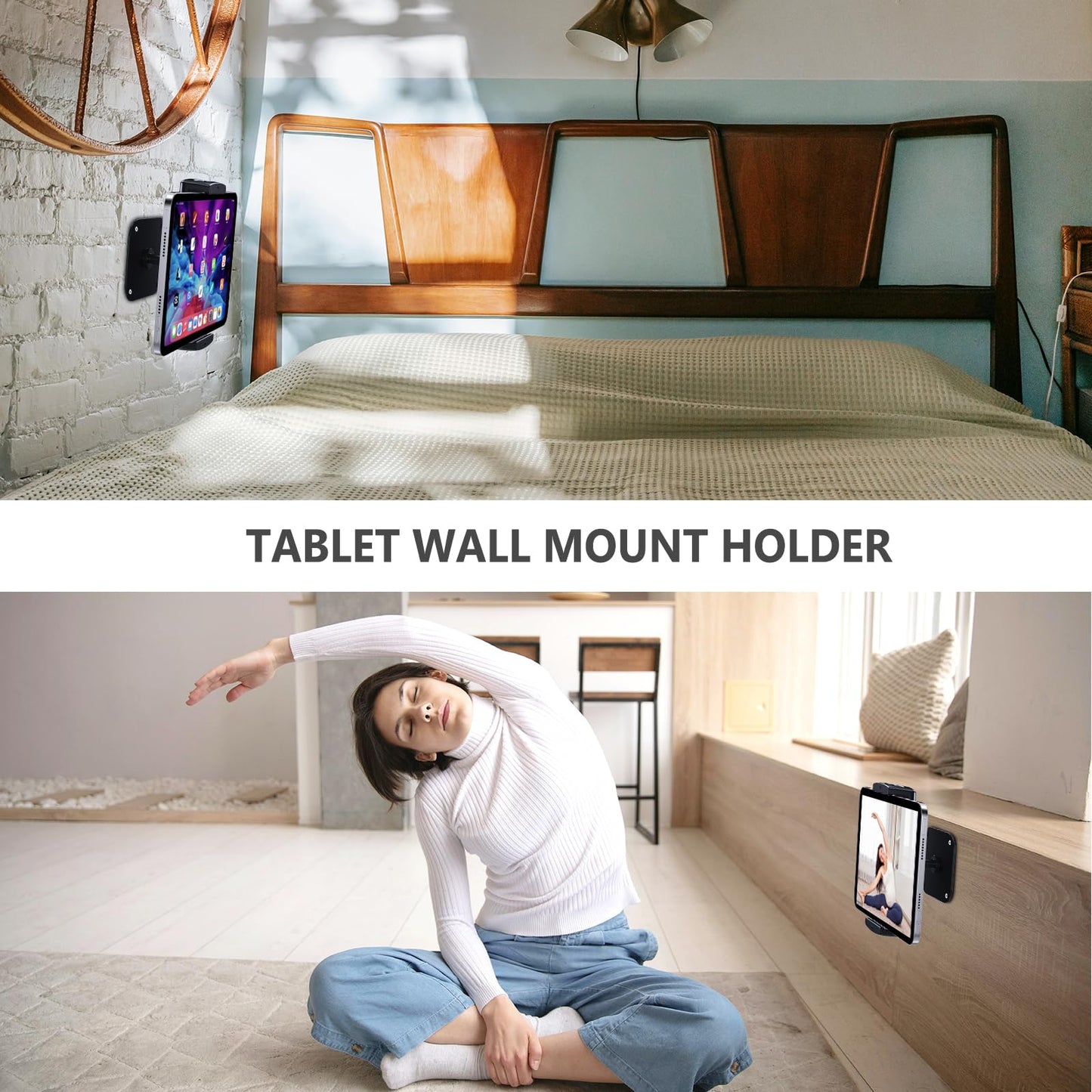 Lucrave Tablet Wall Mount made of aluminum - 360° Rotatable, Adjustable, Compatible with iPad Pro/Mini, Galaxy Tab, Surface Pro, Kindle, All 4.7-12.9"