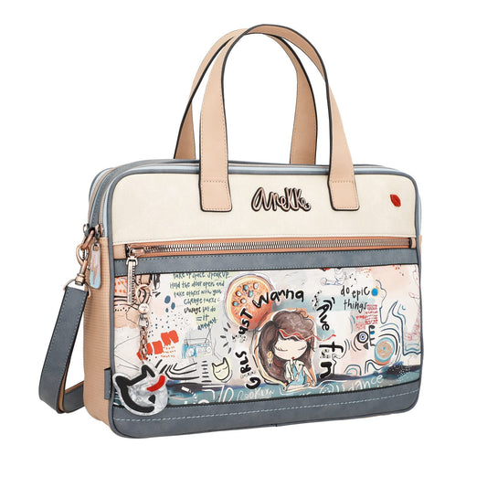 Anekke document bag collection Fun&Music made of faux leather with 2 handles and shoulder strap Dimensions 40 x 30 x 9 cm