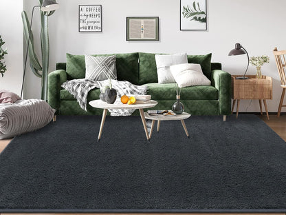 Rururug carpet living room 160x230 cm microfiber short pile carpet soft fluffy, modern large carpet washable rugs for living room, anthracite
