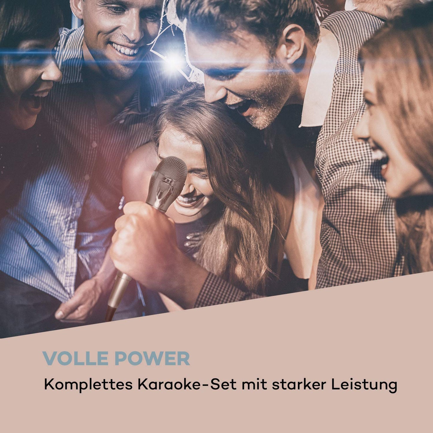 auna Karaoke Star 3 Karaoke Set - Karaoke system, 2 x 75 W max, Bluetooth, USB, Line-In, includes microphones and speaker cables, black.