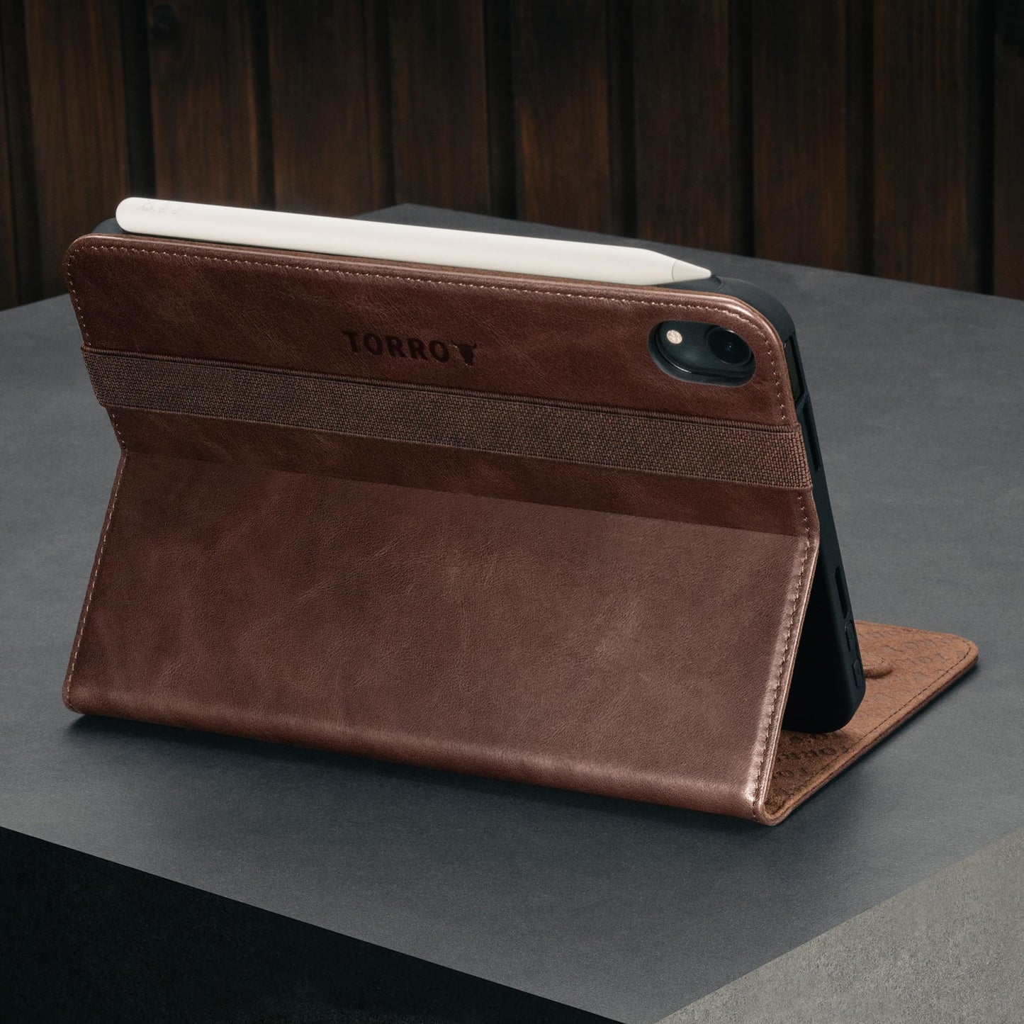TORRO case Compatible with iPad mini 7/6 - iPad mini 7th Gen / 6th Gen (2024/2021) Genuine leather case with stand function, Apple Pencil connectivity, and Wake Sleep function (Dark Brown)