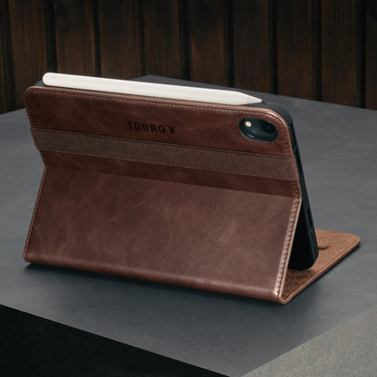 TORRO case Compatible with iPad mini 7/6 - iPad mini 7th Gen / 6th Gen (2024/2021) Genuine leather case with stand function, Apple Pencil connectivity, and Wake Sleep function (Dark Brown)