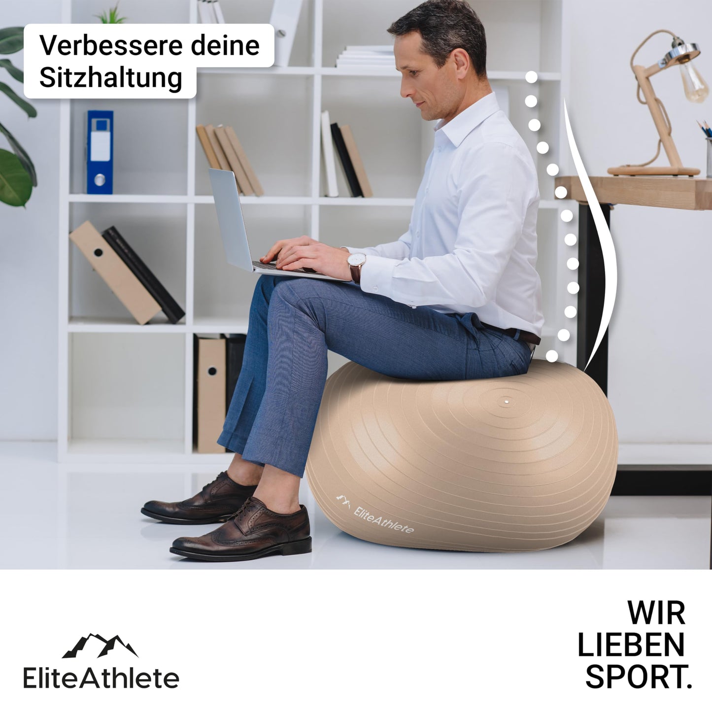 EliteAthlete Gymnastics Ball Chair for Office, Ergonomic with Anti-Burst System - Fitness Pilates Pregnancy - Pregnancy Ball Fitness Ball Yoga Ball - 75cm Yoga Ball including Air Pump.