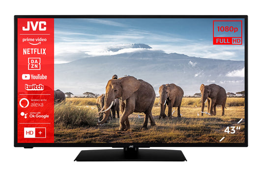 JVC LT-43VF5156 43-inch TV/Smart TV (Full HD, HDR, Triple-Tuner, Bluetooth) - Includes 6 months of HD+ [2023], Black.