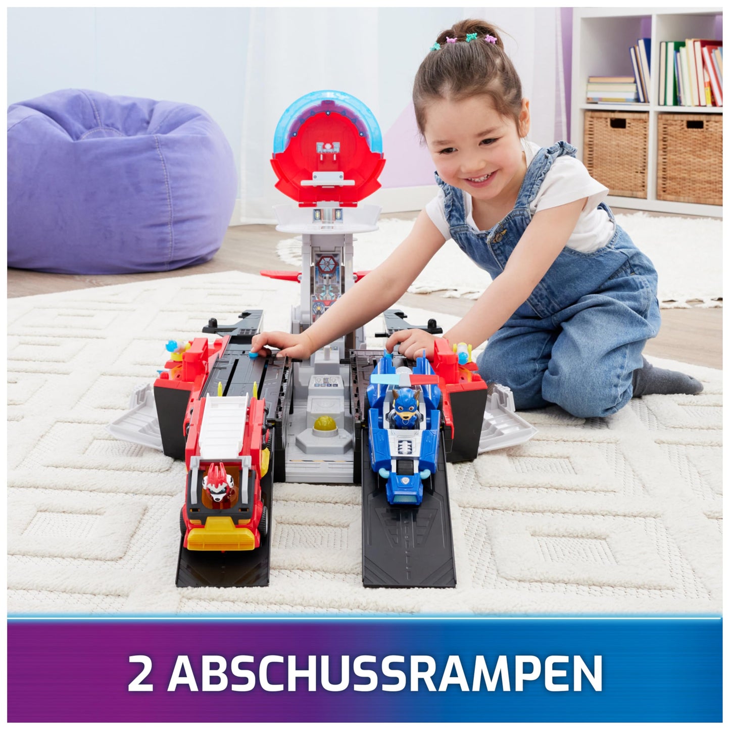 PAW Patrol: The Mighty Movie, Marine Headquarters Playset, with Chase figure and superhero vehicle, suitable for children ages 3 and up.