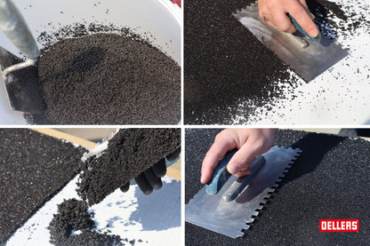 OELLERS Stone Carpet Kit, Black, 10kg, seamless 2k floor coating for indoor & outdoor use, based on epoxy resin, excellent for kitchens, bathrooms, garages, and more.