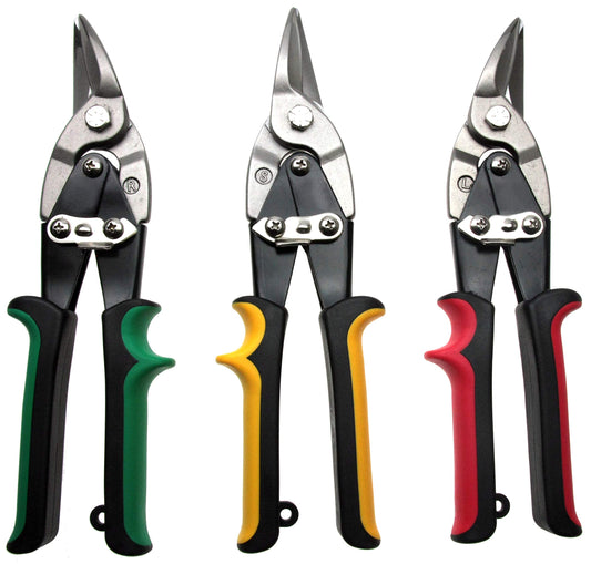 Alkan Sheet Metal Shear Set, 3-piece | left-cutting right-cutting straight-cutting | Metal shears for cutting sheets (bodywork pliers/welder's pliers)