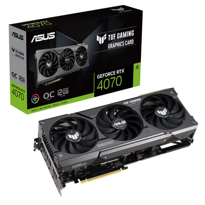 ASUS TUF Gaming GeForce RTX 4070 12GB GDDR6X OC Edition Gaming Graphics Card (NVIDIA GeForce RTX 4070 DLSS 3, PCIe 4.0, 1x HDMI 2.1, 3x DisplayPort 1.4a, TUF-RTX4070-O12G-GAMING)