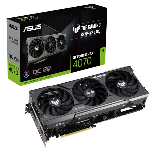 ASUS TUF Gaming GeForce RTX 4070 12GB GDDR6X OC Edition Gaming Graphics Card (NVIDIA GeForce RTX 4070 DLSS 3, PCIe 4.0, 1x HDMI 2.1, 3x DisplayPort 1.4a, TUF-RTX4070-O12G-GAMING)