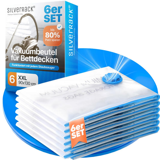 SilverRack vacuum bags for comforters [6 pack] in (90x130 cm) - pillow vacuum bags - storage vacuum bags for clothes - vacuum bag vacuum cleaner