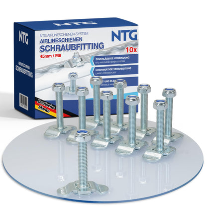 10 pieces screw fittings for airline rails | M8x45 | 500 daN | end fitting | end fitting | rail | single