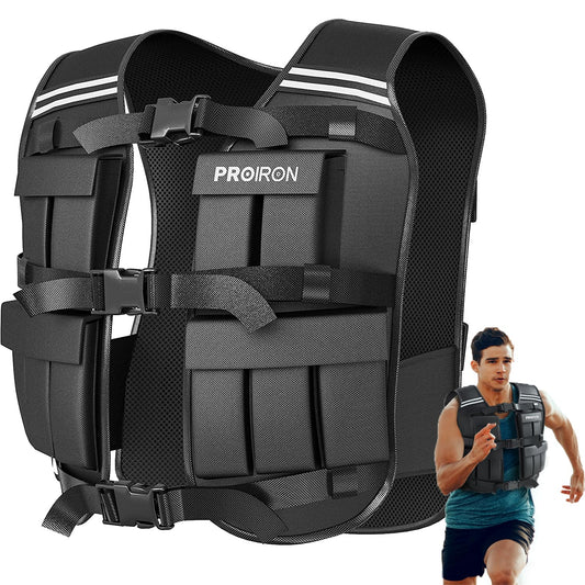PROIRON Adjustable Weight Vest 20kg with Reflective Stripes for Running/Strength Training/Workout/Jogging and Home Gym.