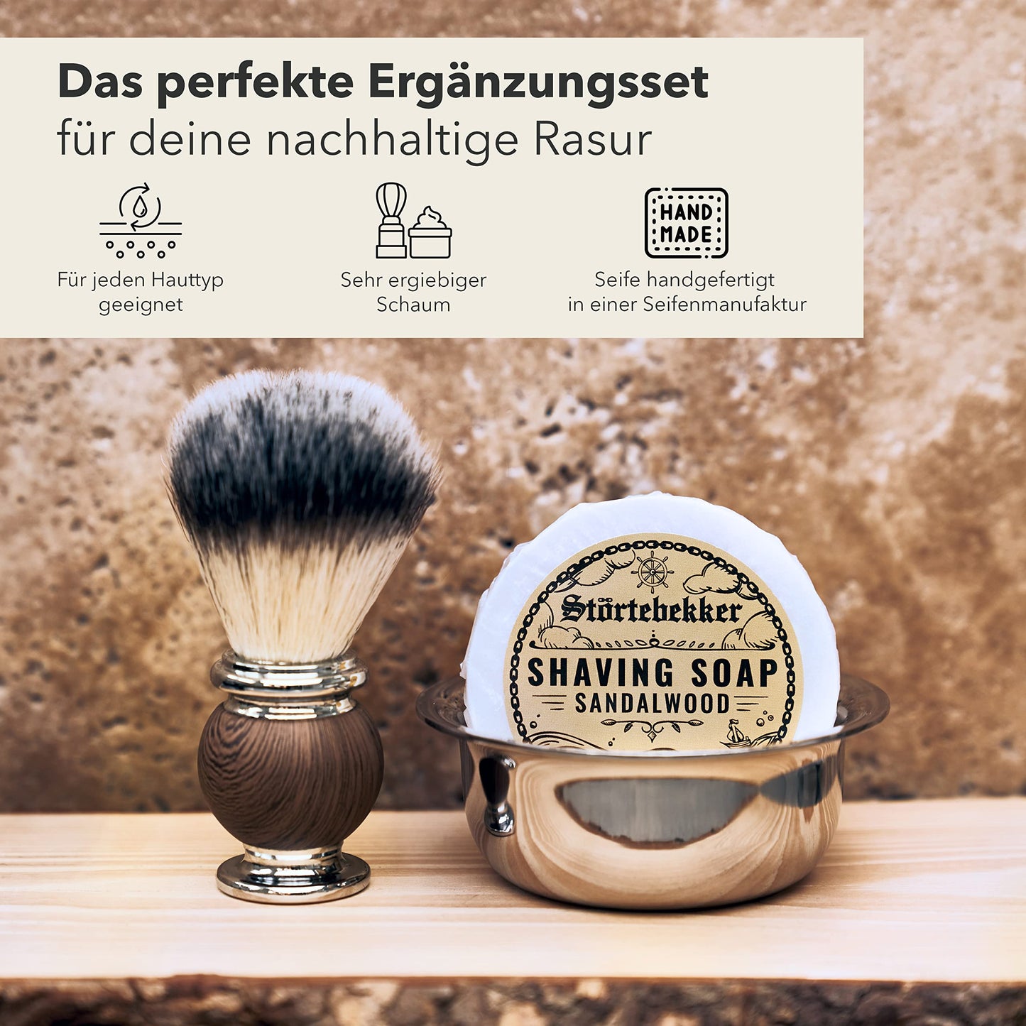 Störtebekker® Premium safety razor set for men in handcrafted leather case - shaving kit with shaving brush, stainless steel shaving bowl, shaving soap, alum stone, and razor blades - men's beard care set