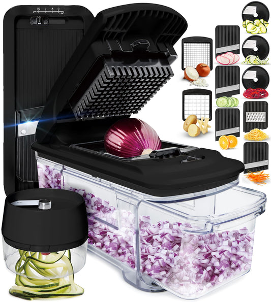 Vegetable slicer mandoline vegetable slicer cucumber slicer onion slicer potato slicer fruit slicer grater for vegetables and cheese julienne cutter (all-in-1 black)